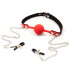 SILICONE BALL GAG WITH NIPPLE CLAMPS PADLOCK